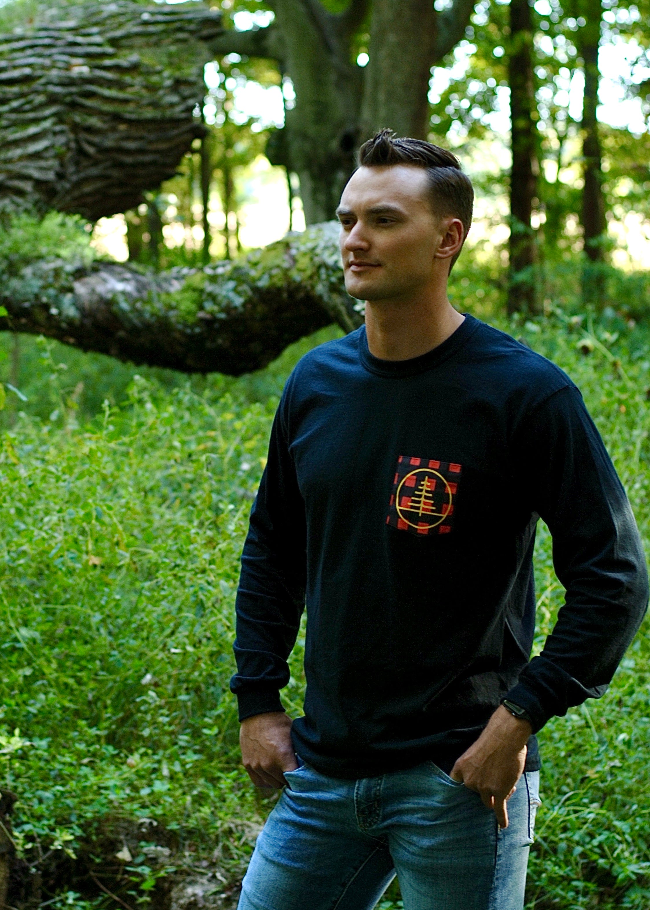 Black Long Sleeve Logo Pocket Tee – The Jack Flannel Co.