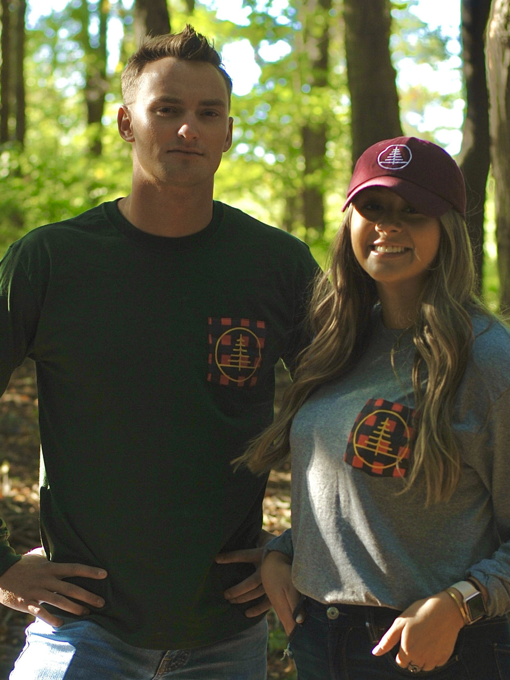 Forest Green Long Sleeve Logo Pocket Tee