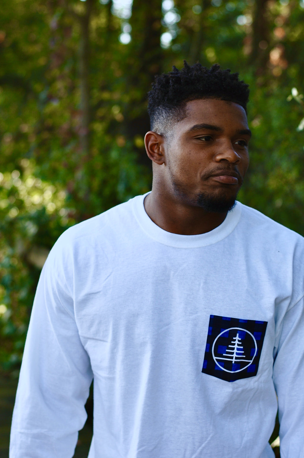 Crisp White Long Sleeve Logo Pocket Tee