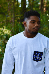 Crisp White Long Sleeve Logo Pocket Tee